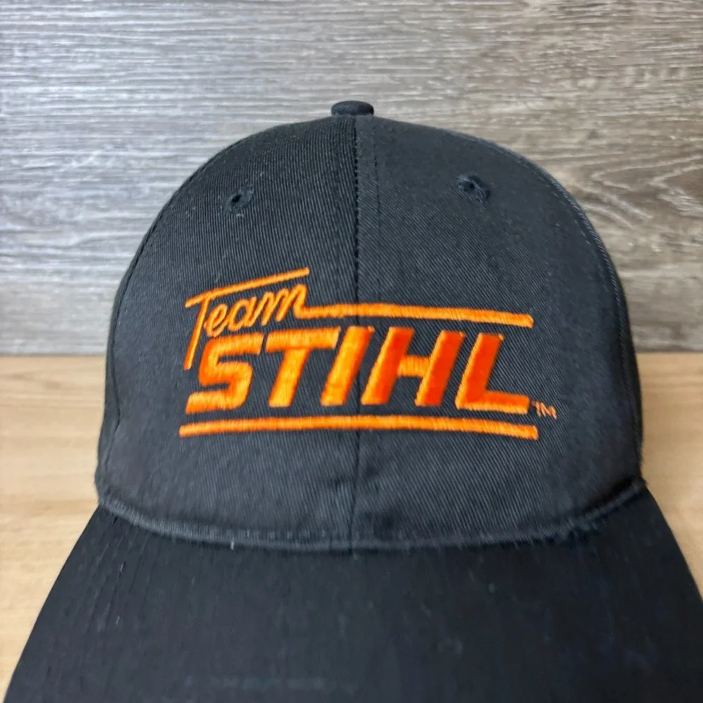 STIHL Hat Cap Snap Back Black Orange Chainsaws One Size Adjustable